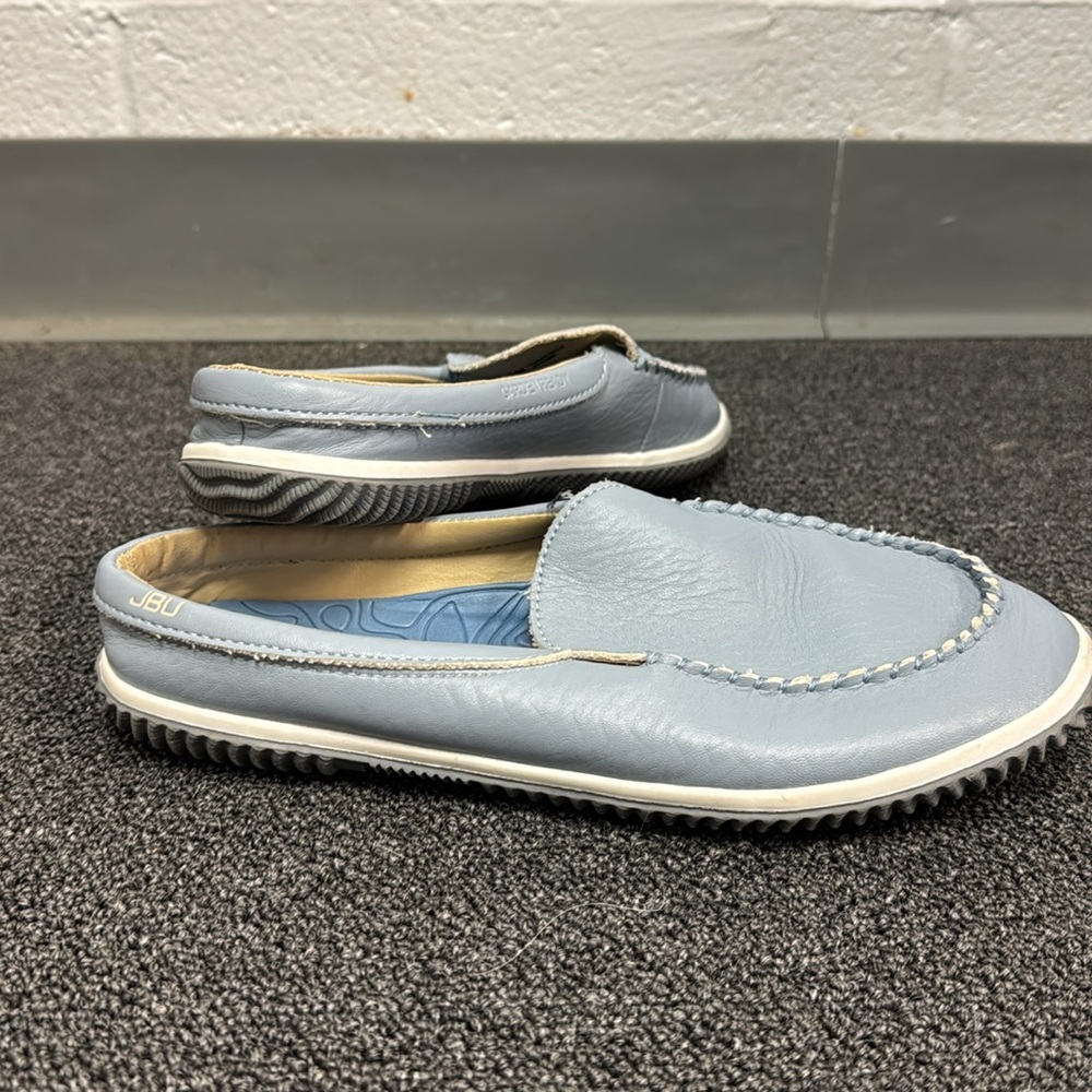 JBU Women’s Garden Ready Blue Loafers with White Trim - Picture 2 of 7